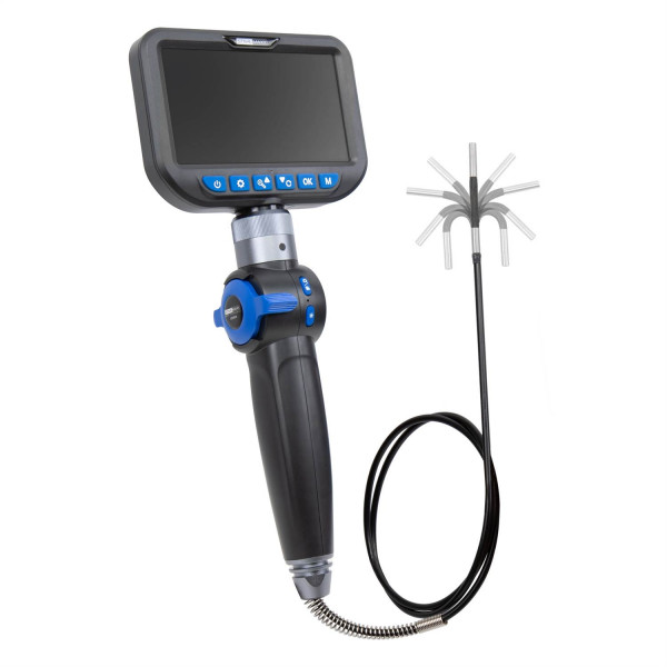 Inspektionskamera, Ø4 mm, mit LED und HD-Farb-Display, schwenkbar
